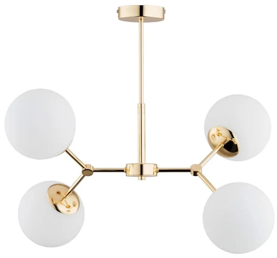 Luster na tyči FOTON  4xE14/40W/230V zlatá/biela