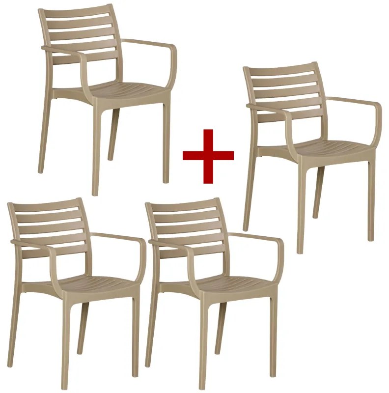 Plastová bistro stolička SLENDER, béžová, 3+1 ZADARMO