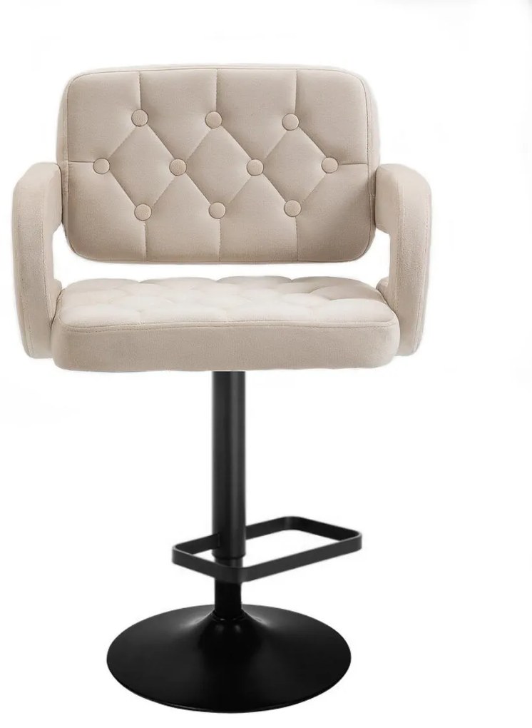 LuxuryForm DESIGN Barová stolička ADRIA VELUR na čiernom tanieri - krémová