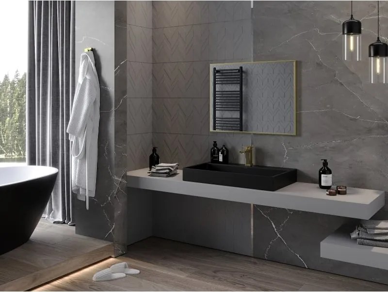 Mexen Loft kúpeľňové zrkadlo obdĺžnikové 80 x 60 cm, zlatý rám - 9852-080-060-000-50