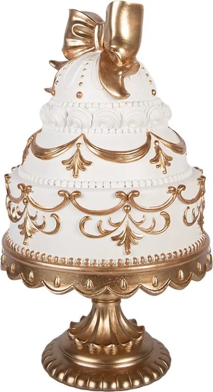 Bielo-zlatá elegantná dekorácia zdobená torta - Ø 19*33 cm