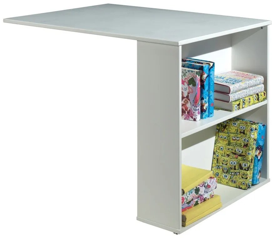 Biela vyvýšená detská posteľ z borovicového dreva s úložným priestorom 90x200 cm SCOTT – Vipack