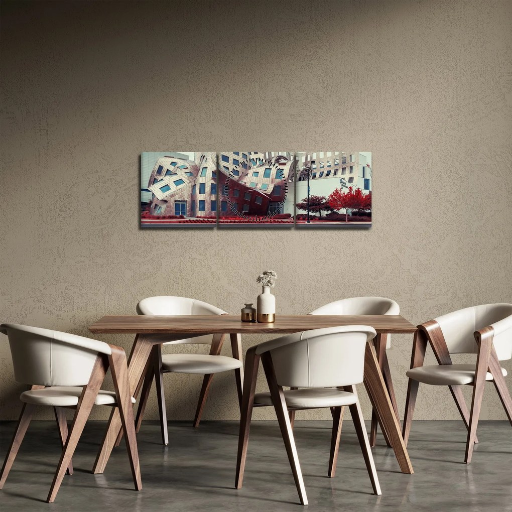 Obraz - architektonická stavba (s hodinami) (90x30 cm)