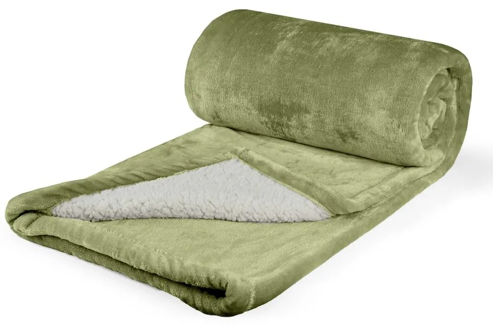Polášek Mikroflanelová deka s barančekom - Olivová | 150 x 200 cm