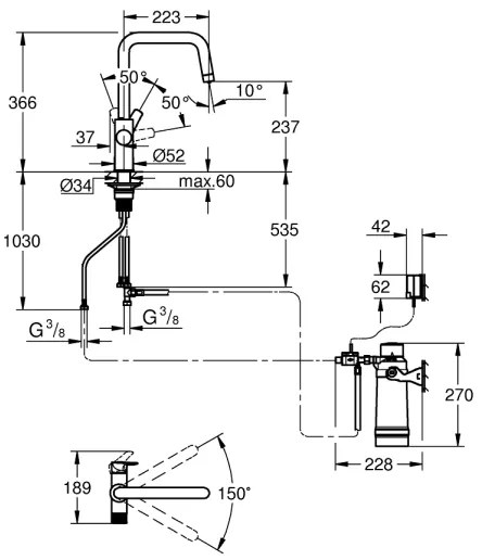 GROHE 30594000 - Drezová batéria BLUE PURE Start s filtračnou funkciou Ultrasafe chróm