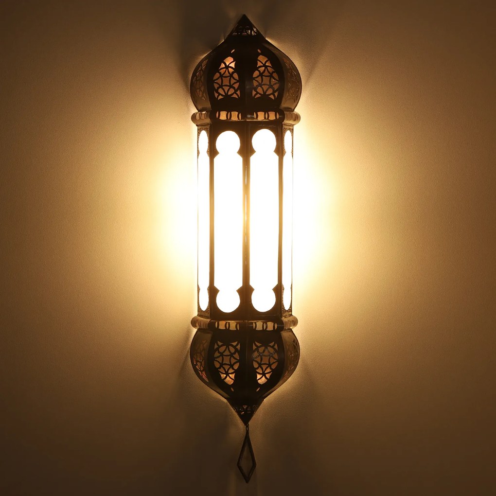 Marocká nástenná lampa Ruya mliečne sklo