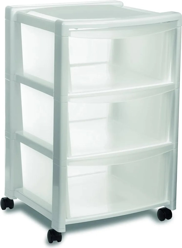 STEFANPLAST Úložný regál Libera, 3 zásuvky, biely