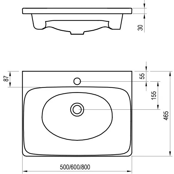 Ravak XJX01250000 - Zapustené umývadlo BALANCE 50x46,5 cm keramika/biela