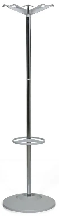 Kovový stojanový vešiak s plastovými háčikmi, chróm/sivý