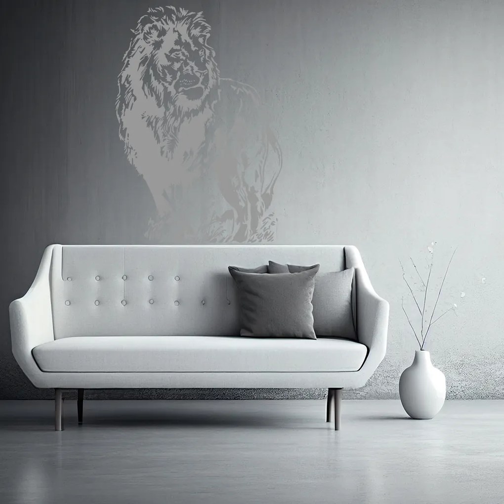 Veselá Stena Samolepka Pózujúci lev Farba: oranžová, Veľkosť: 100 x 69 cm