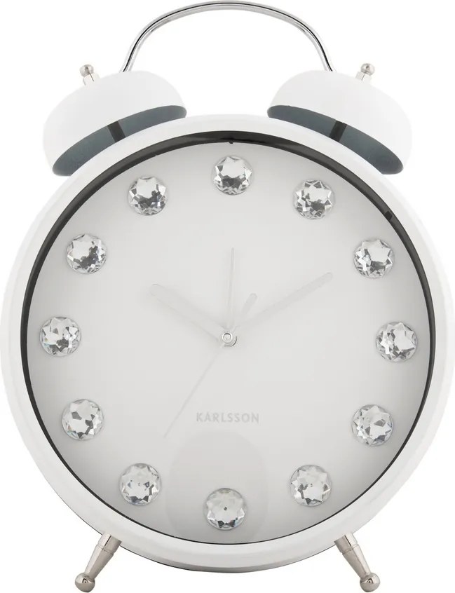 Karlsson 6019WH dizajnové stolné hodiny/budík biela, pr. 30 cm