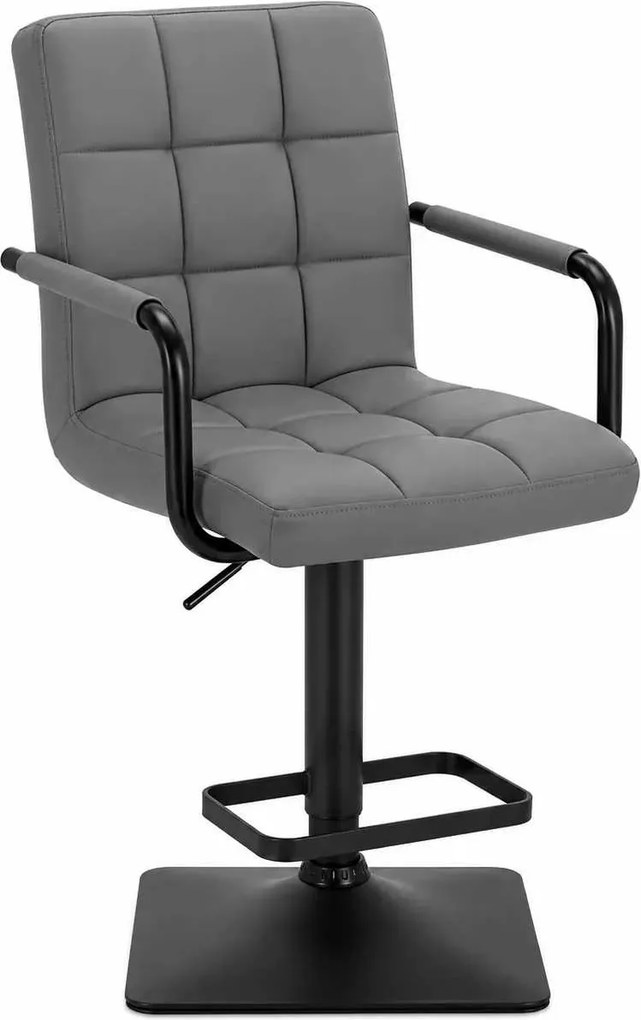 LuxuryForm DESIGN Barová stolička VERONA BLACK na čiernej hranatej podstave - sivá