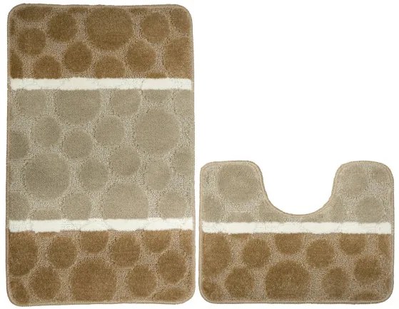 Sada kúpeľňových koberčekov SIENA béžová, pruhy / bodky