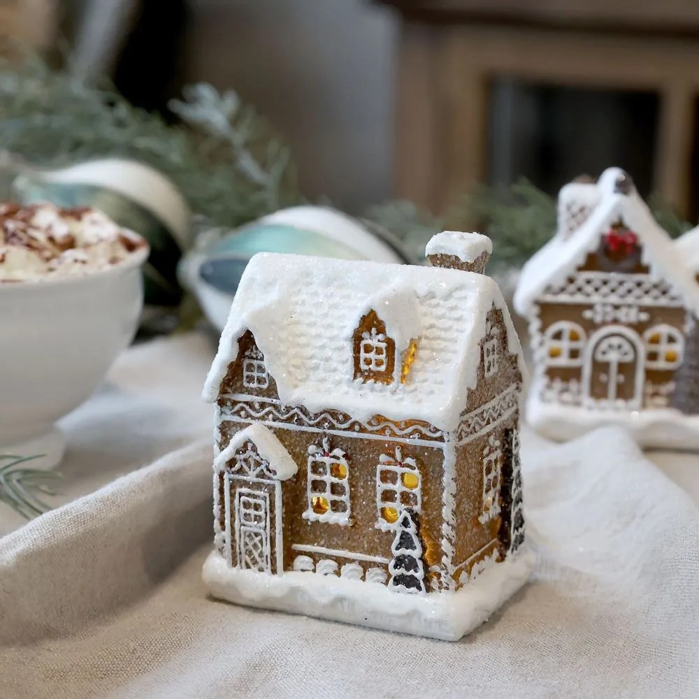 Perníková chalúpka so svetielkami Gingerbread Noël LED - 8*6*10 cm