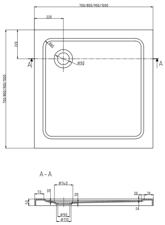 Mexen Pretoria, sprchovací kút 100 (dvere) x 100 (stena) cm, 6mm číre sklo, čierny profil + biela sprchová vanička, 852-100-100-70-00-4010B