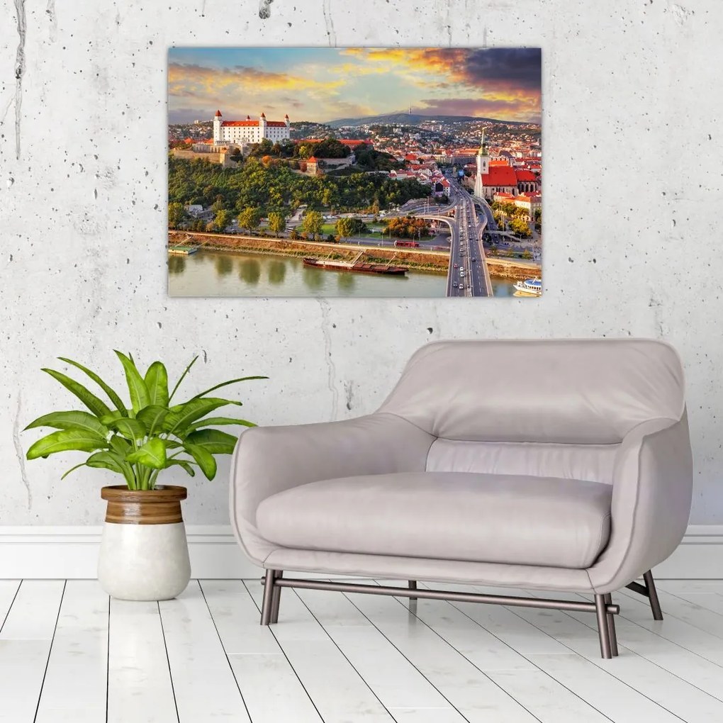 Obraz - Panorama Bratislavy, Slovensko (90x60 cm)