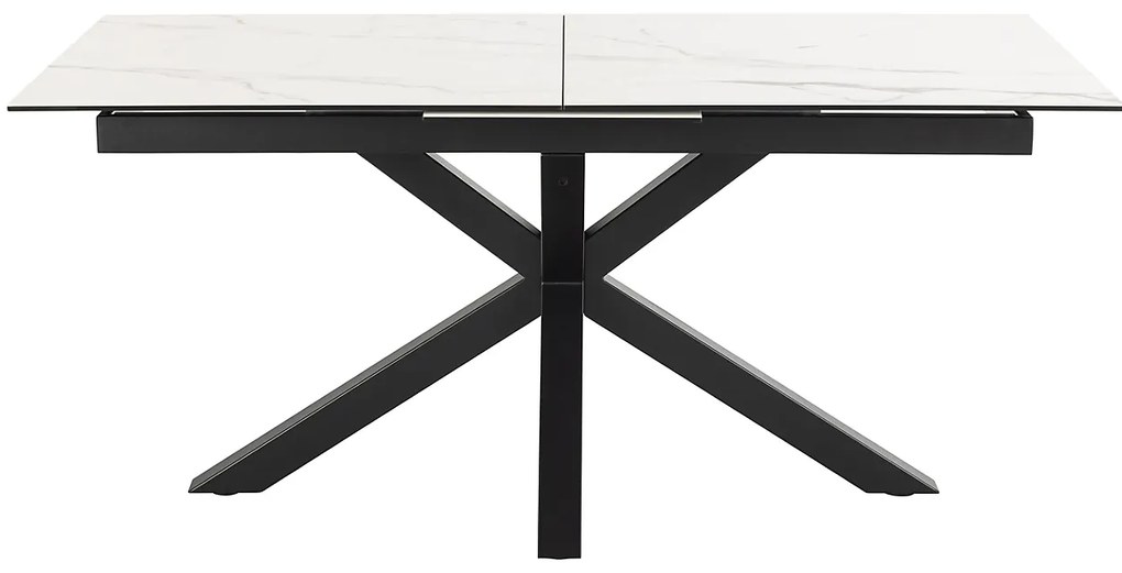 Jedálenský rozkladací stôl Heaven 168/210 cm biely mramor/čierny