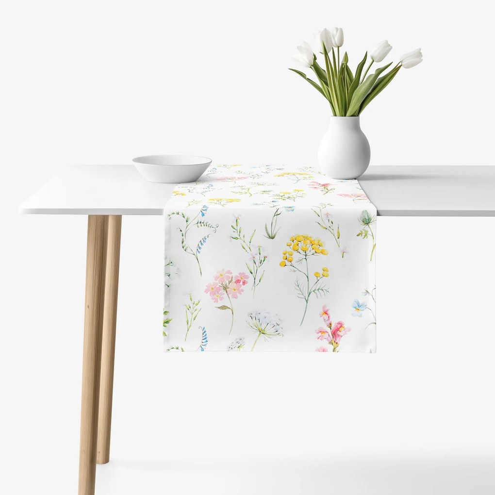 Goldea behúň na stôl 100% bavlnené plátno deluxe - kvitnúca jar 35x120 cm