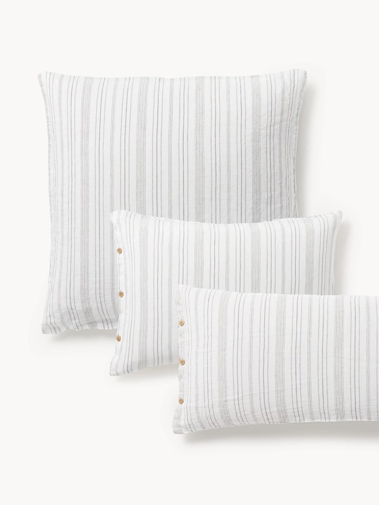 Obliečka na vankúš z vypratého ľanu's pruhmi Telma