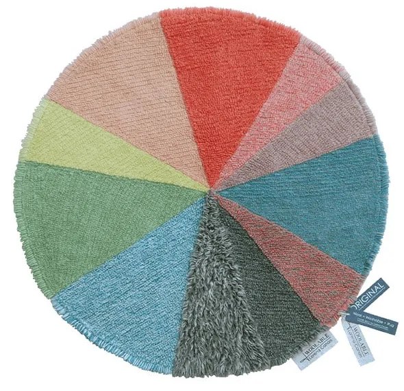 Prateľný ručne tkaný vlnený detský koberec ø120 cm Pie Chart – Lorena Canals