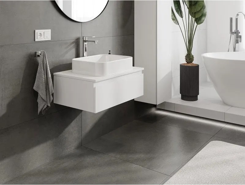 Mexen Orio, kúpeľňová skrinka 70 cm s hornou časťou, 1 zásuvka, biela matná, 91A10-07023-1-BFC01