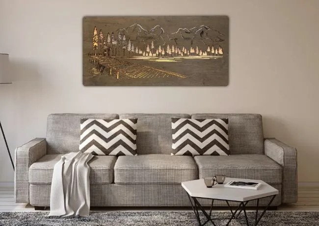 Led obraz hory, les a jazero