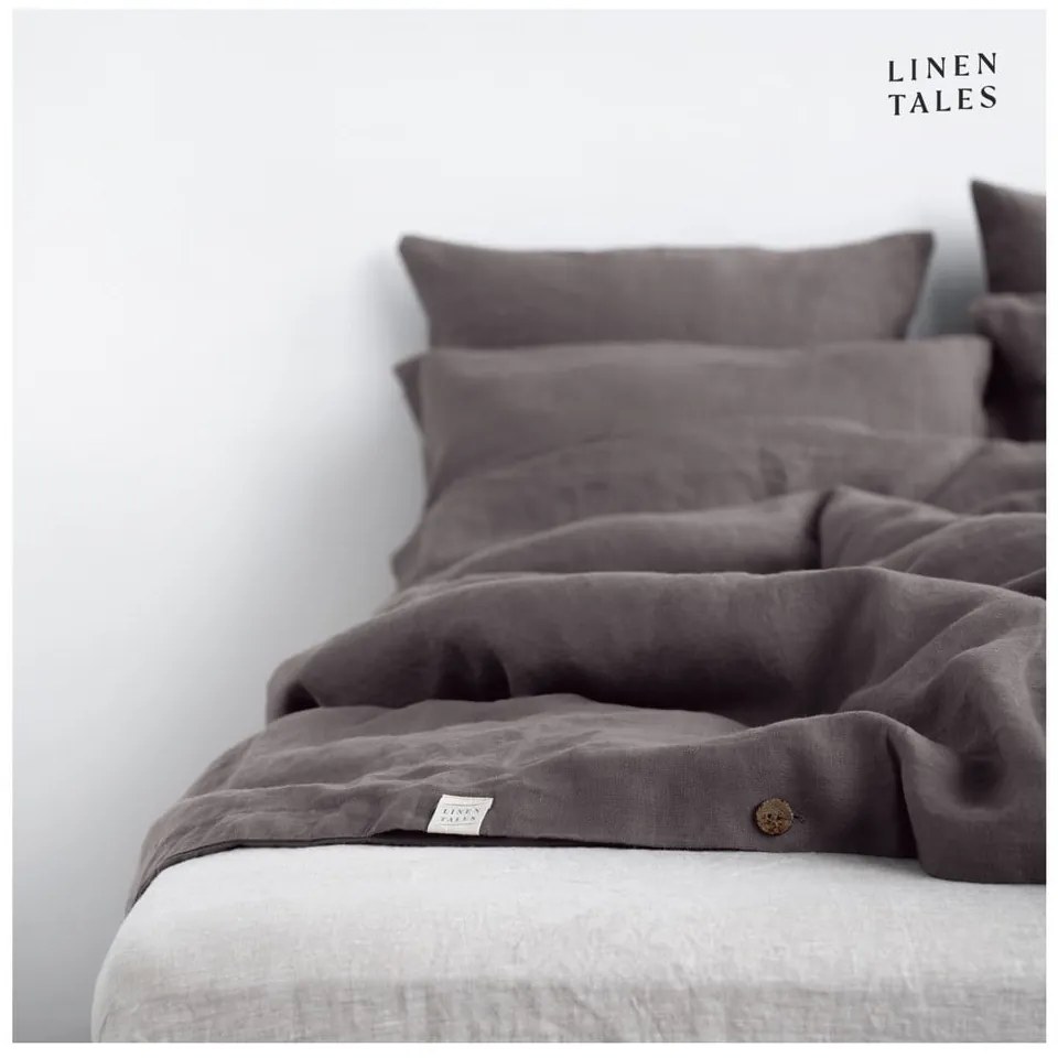 Tmavosivé ľanové obliečky na dvojlôžko 200x200 cm - Linen Tales