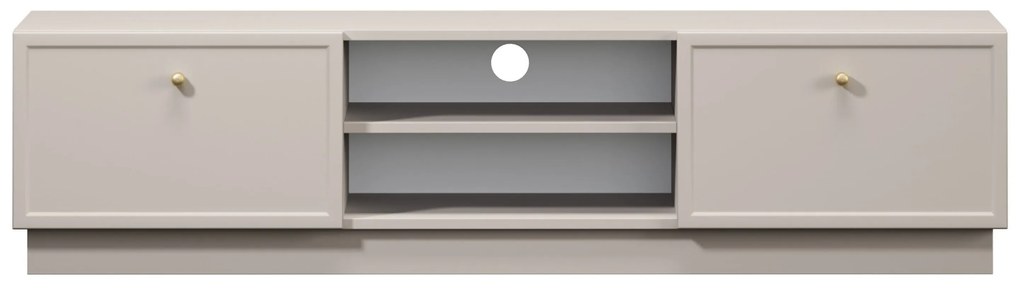 TV stolík Lorini 150 cm na sokli – kašmírová / zlaté úchytky G