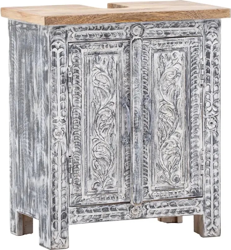 furniture-nabytek.cz - Masívna kúpeľňová sada Santa Cruz, šedá, Holz - Mango, povrchová úprava, 3-dielna