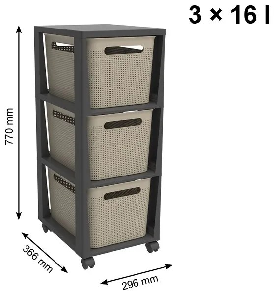 ROTHO BRISEN komoda 3x16 L - antracit/cappuccino