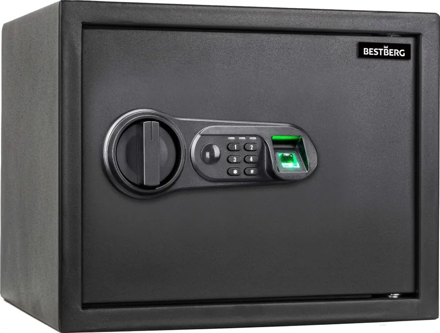 Digitálny trezor na odtlačok prsta BestBerg BBSB-2F / 30 x 38 x 30 cm / čierna