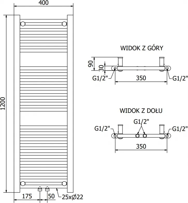 Mexen Mars, elektrické vykurovacie teleso 1200 x 400 mm, 400 W, čierna, W110-1200-400-6400-70