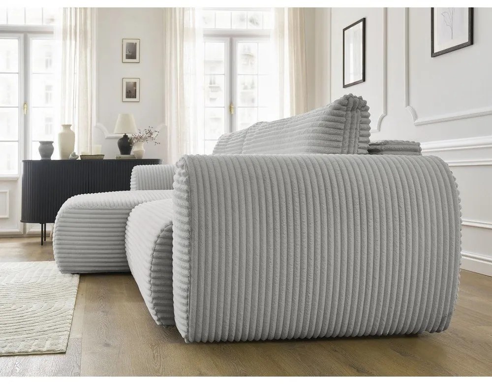 Svetlosivá menčestrová rozkladacia rohová pohovka (ľavý roh) Lucien – Bobochic Paris