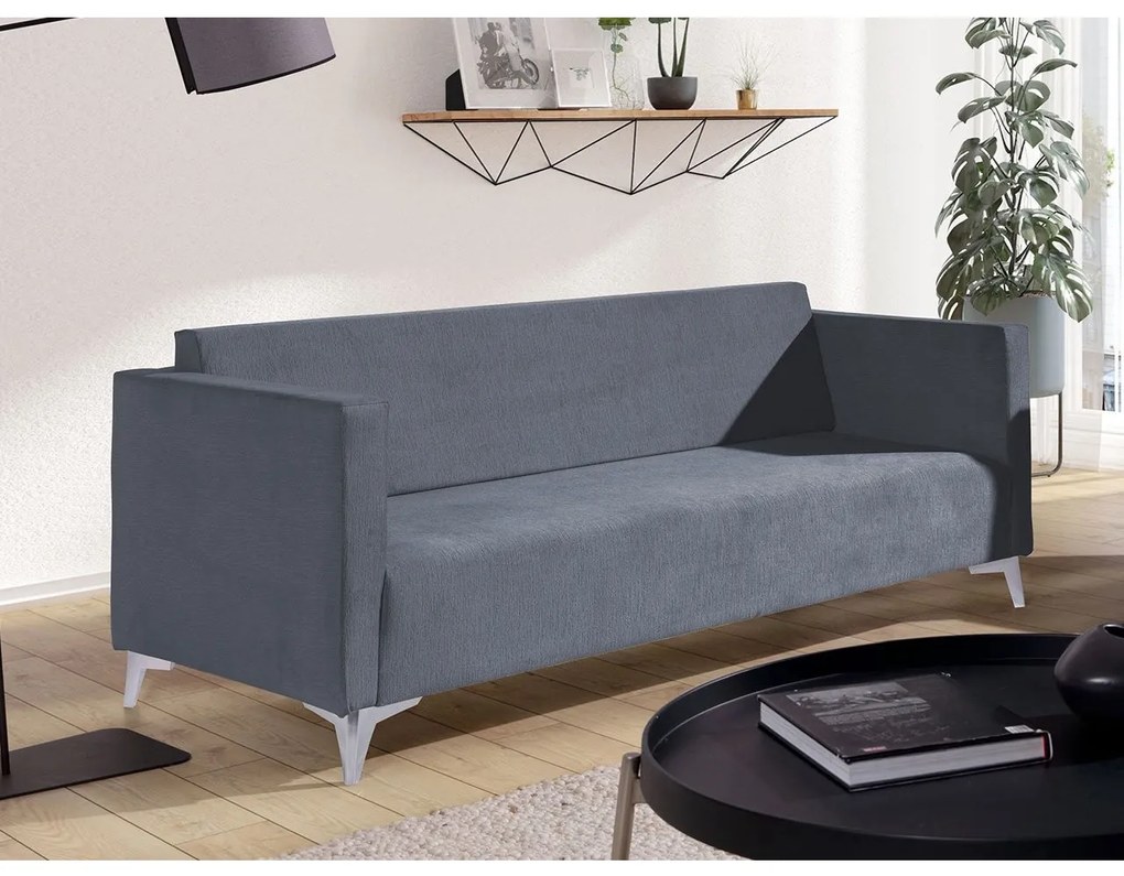 Pohovka Denim 3, Dostupné poťahy: Solo 263, Farby nožičiek: biely lesk