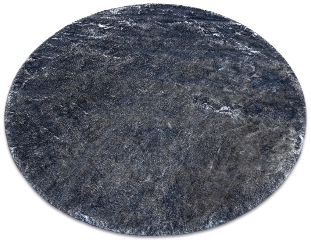 Okrúhly prateľný koberec LAPIN shaggy, čierny/ slonovinová kosť