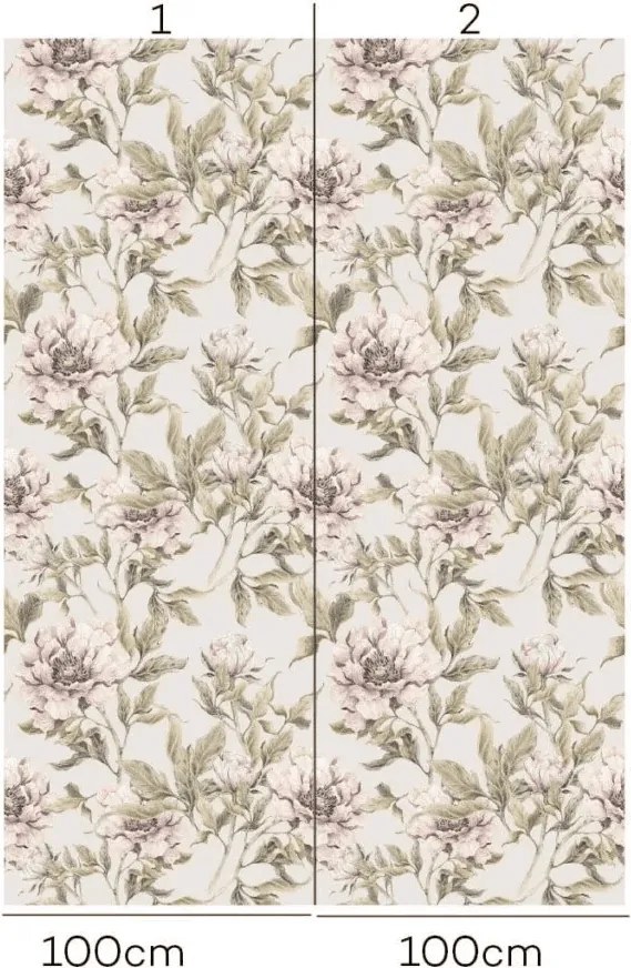 Tapeta pivonky béžová 280×100 cm