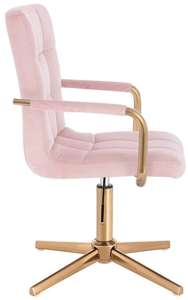 LuxuryForm DESIGN Otočná stolička VERONA GOLD VELUR na zlatom kríži - ružová