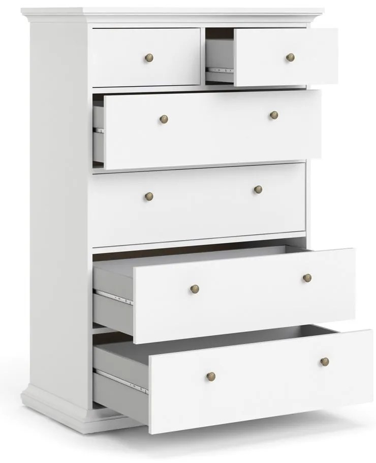 Biela vysoká komoda 96x140 cm Paris – Tvilum