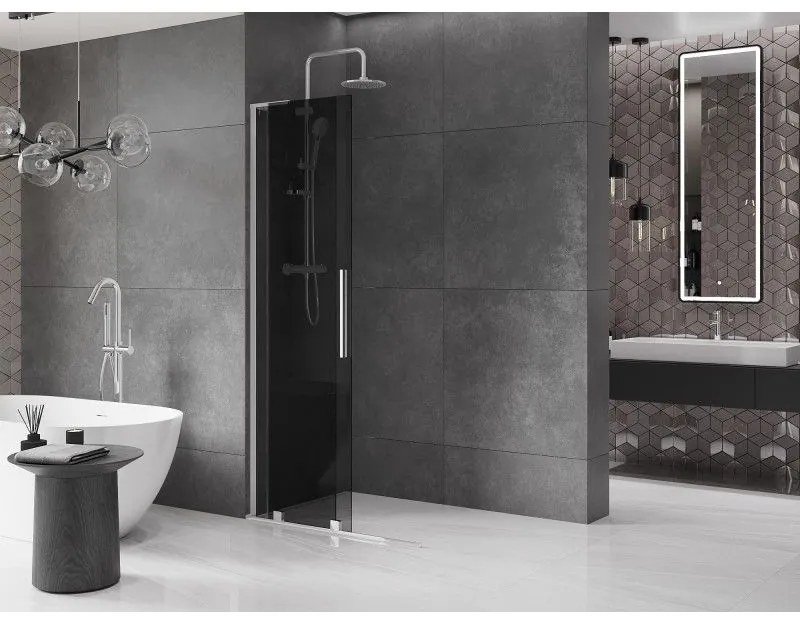 Mexen Velar L, posuvná sprchová zástena Walk-in 120 x 200 cm, 8mm šedé sklo, chrómová, 871-120-003-43-01