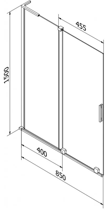 Mexen Velar L, 2-krídlová posuvná vaňová zástena 85 x 150 cm, 8mm sklo námraza, medená matná, 896-085-003-31-65