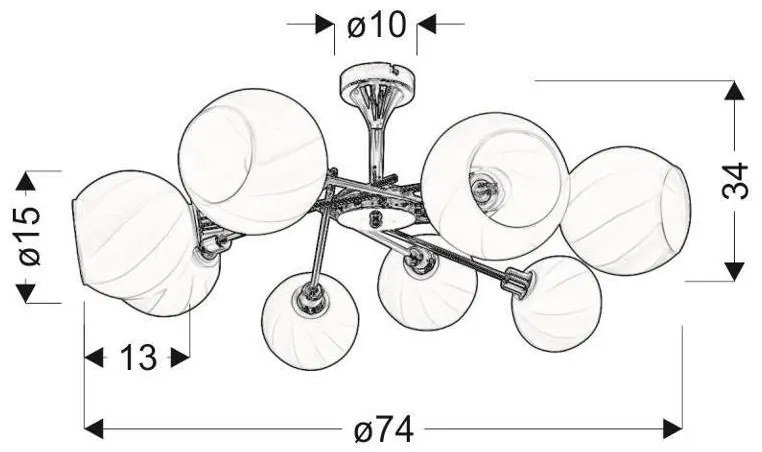 Candellux Chrómové stropné svietidlo Raul pre žiarovku 8x E14 38-72290