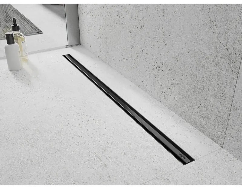 Mexen Flat nerezový sprchový žľab s rotačným 360° sifónom 70 cm, vzor SLIM, čierna, 1741070