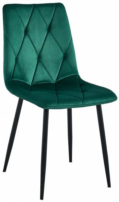 Set štyroch jedálenských stoličiek LIBRA zamatové zelené (čierne nohy)