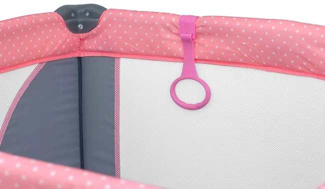 Detská prenosná postieľka Fun medvedík ružová
