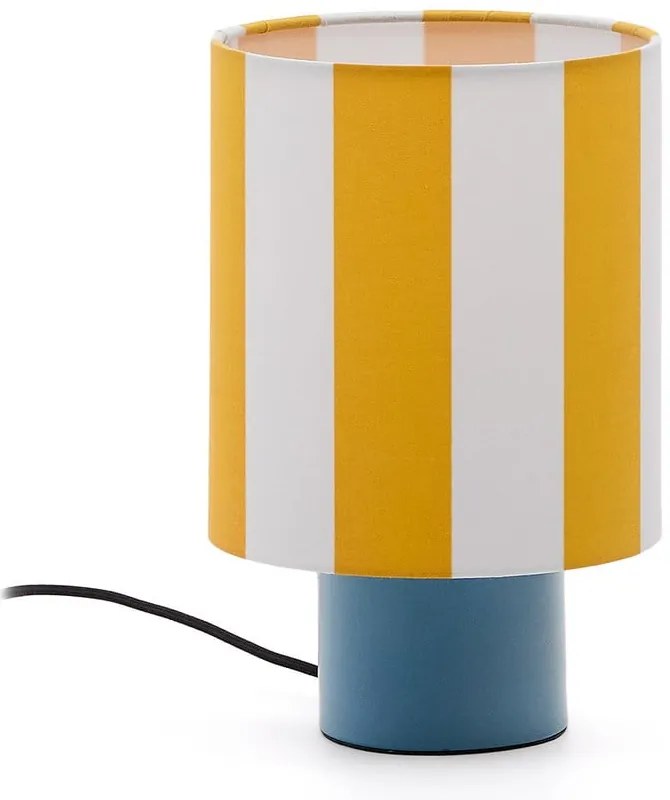 Žltá/modrá stolová lampa s textilným tienidlom (výška 25 cm) Ciral – Kave Home