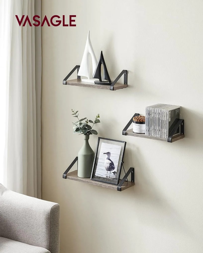 Súprava troch políc Vasagle Swany sivá/čierna