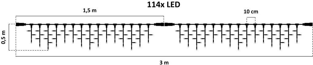 DECOLED LED rampouchy světelné 3× 0,5 m, teple bílá, 114 diod, IP67, bílý kabel