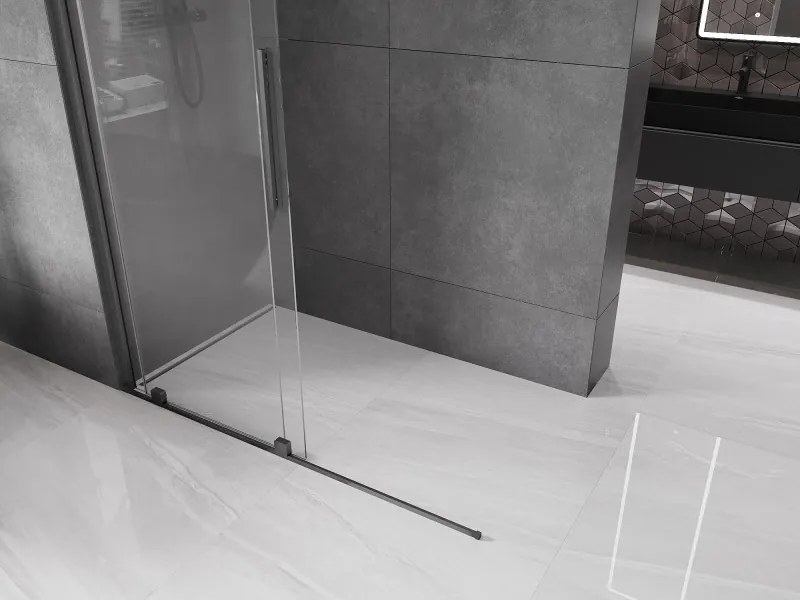 Mexen Velar, posuvné dvere do otvoru typ Walk-In 160 cm, 8mm číre sklo, grafitová matná, 871-160-000-03-66