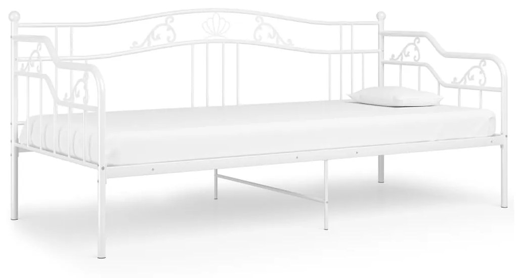 vidaXL Rám rozkladacej pohovky biely kovový 90x200 cm
