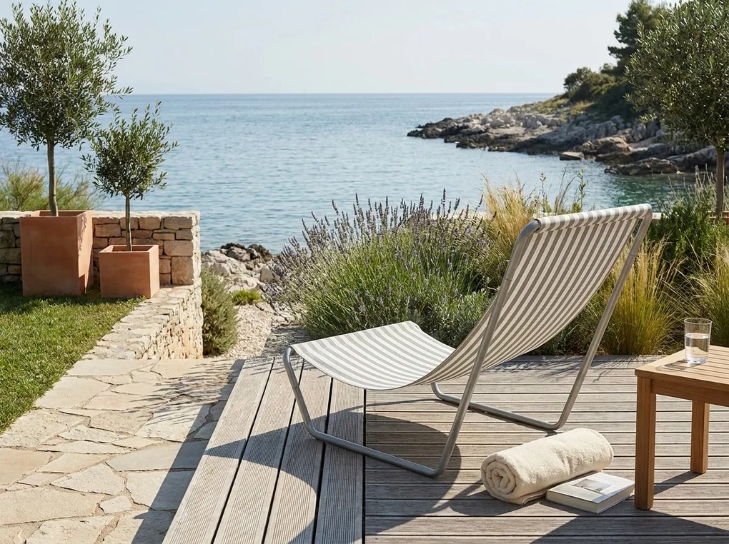 Skladacie plážové lehátko SAND STRIPES, zelené